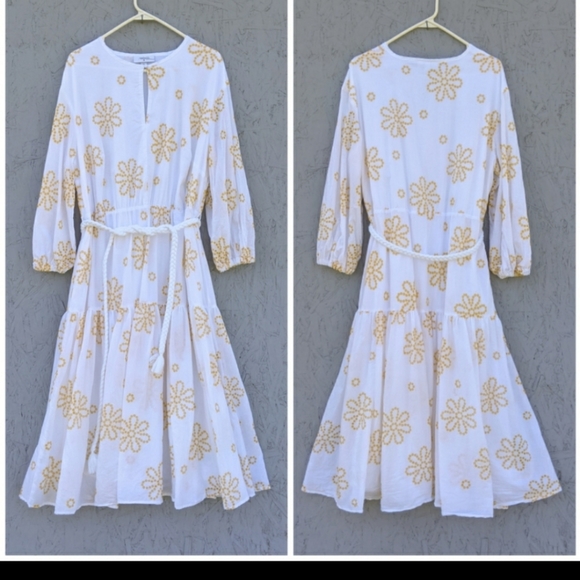 Alexis yellow floral embroiderd dress 1x - Picture 11 of 14